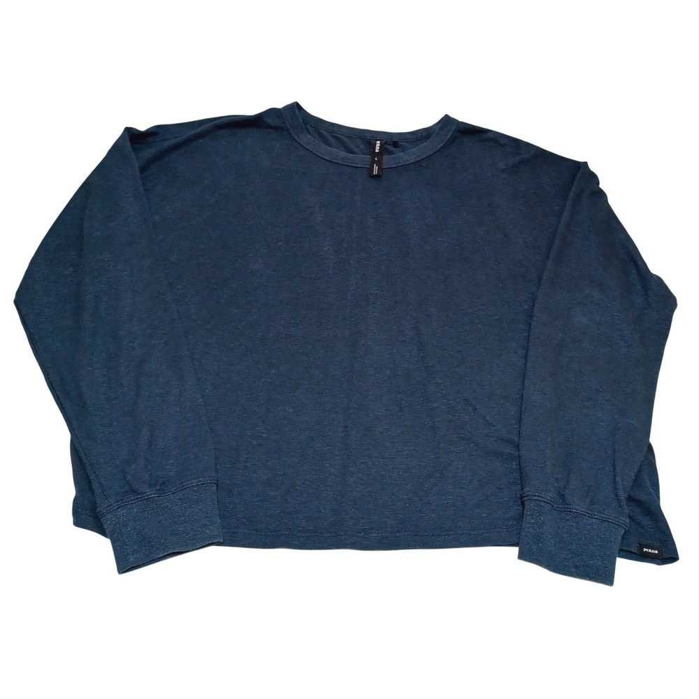 prAna Cozy Up Long Sleeve Crew Womens L Black Hemp Blend Granola Sustainable